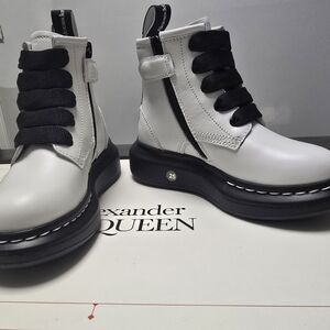 Alexander McQueen Youth White and Black Boots